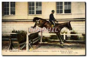 Postcard Old Saumur Horse Equestrian School & # 39application cavalry Carrier...