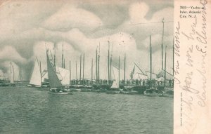 Vintage Postcard 1905 Yachts At Inlet Yacht Boarding Atlantic City New Jersey NJ