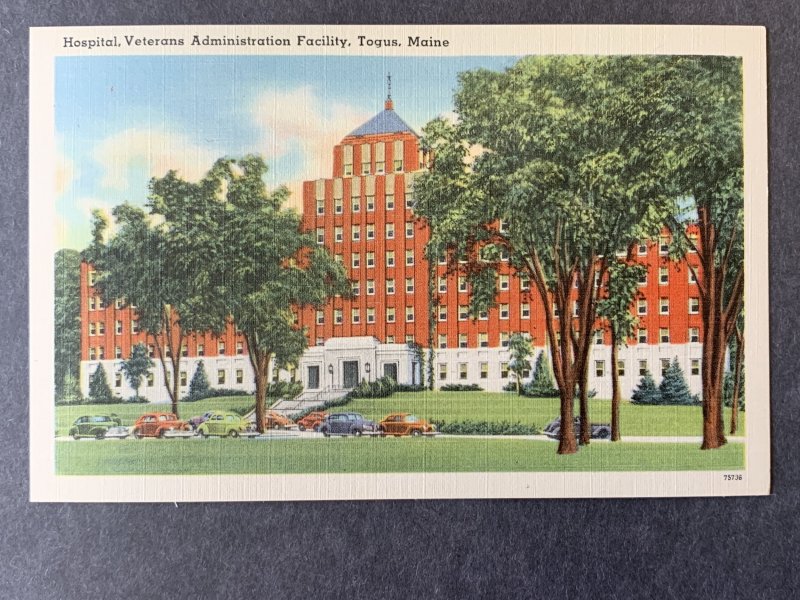 Hospital Veteran's Administration Facility Togus ME Linen Postcard H1263...