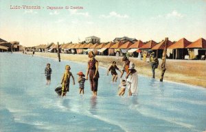 Lido-Venezia - Capanne di Destra Beach Scene Italy c1910s Vintage Postcard