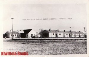 Postcard RPPC Blue and White Tourist Court Kalispell Montana