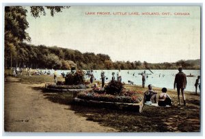 c1910 Bathing at Lake Front Little Lake Midland Ontario Canada Antique Postcard