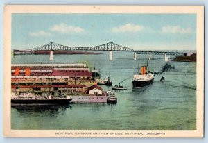 Montreal Quebec Canada Postcard Montreal Harbour Bridge c1930's Vintage