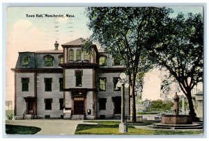 1917 View Of Townhall Building Manchester Massachusetts MA Vintage Postcard