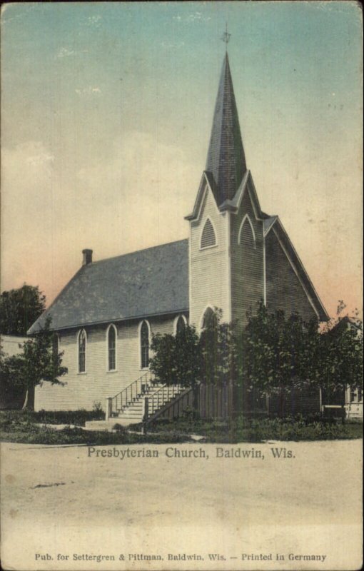 Baldwin WI Presbyterian Church c1910 Postcard