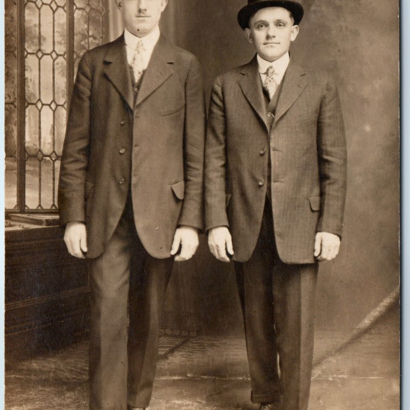 c1900s Chicago, IL Gentleman Portrait RPPC Classy Young Men Suit Real Photo A258