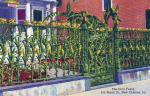 VINTAGE POSTCARD THE CORN FENCE AT 915 ROYAL STREET NEW ORLEANS MAILED 1948