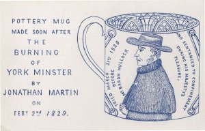 York Minster Burning Politics Pottery Mug Jonathan Martin Old Postcard