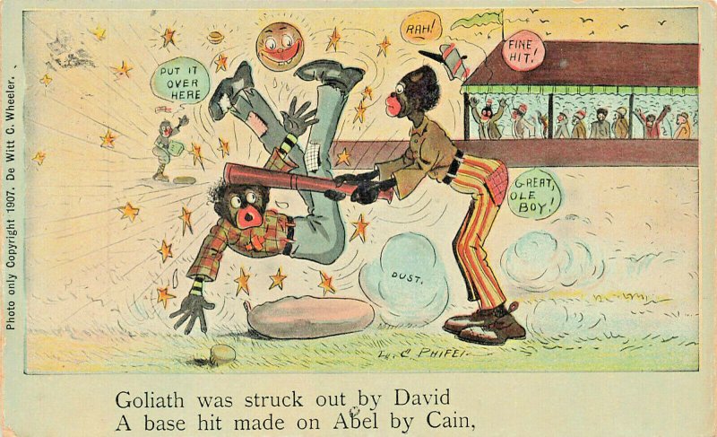 Philadelphia PA Black Baseball Players Goliath Struck Out By David Postcard