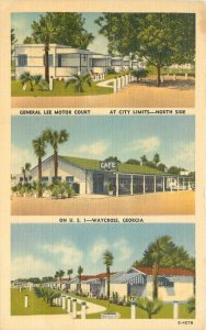 1940s Georgia Waycross General Lee Motor Court Cook linen Postcard 22-11560