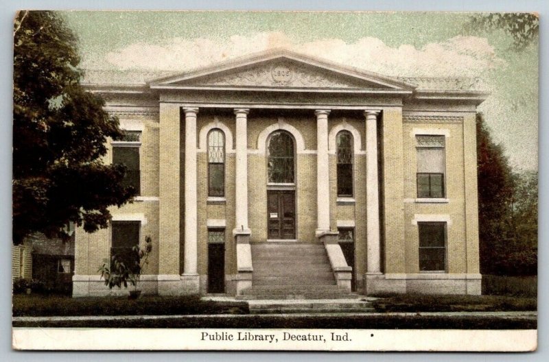 Public Library  Decatur  Indiana  Postcard  1909