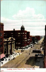 Postcard Looking Down Farnam Street in Omaha, Nebraska~3027