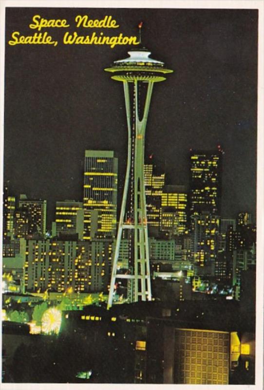 Washington Seattle The Space Needle At Night