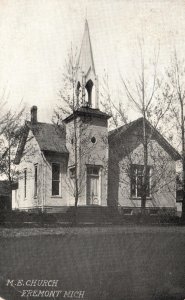 Vintage Postcard 1914 United Methodist Church Religious Building Fremont Michiga