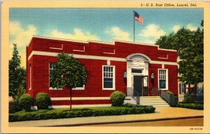 Vtg 1940s US Post Office Laurel Delaware DE Unused Linen Postcard