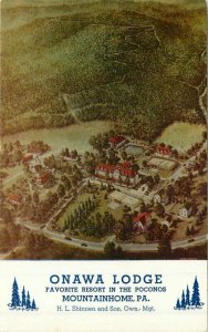 Mountainhome Pennsylvania Onawa Lodge Birdseye Roberts Postcard 22-403