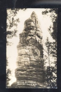 RPPC CAMP DOUGLAS WISCONSIN DEVIL'S MONUMENT REAL PHOTO POSTCARD