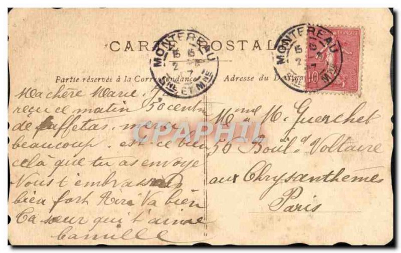 Postcard Old Hand Embroidery Fantasy Flowers