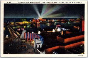 VINTAGE POSTCARD HALL OF SCIENCE & NORTHERLY ISLAND AT CHICAGO WORLD'S FAIR 1933