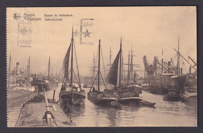 Vintage Postcard Belgium Antwerp Kattendyck Dock