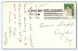 1913 Post Office Elmira Exterior Building Street Road New York Vintage Postcard 