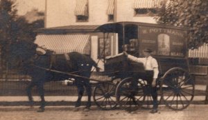 RPPC  Martinsville  Indiana  W Pottman Grocer  Curred Meats  Horse   Postcard