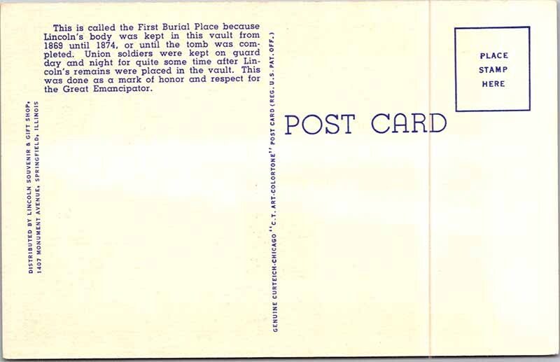 Postcard CEMETERY SCENE Springfield Illinois IL AN9048