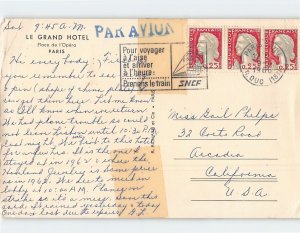 Postcard Le Grand Hotel Paris France