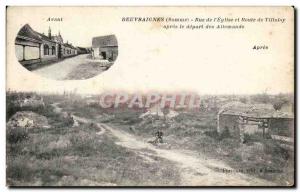 Beuvraignes Old Postcard Rue de l & # 39eglise and Tillolny drive after the d...
