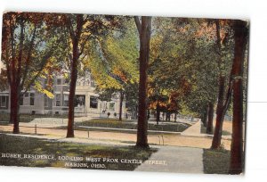Marion Ohio OH Postcard 1913 Huber Residence Looking West From Center Street