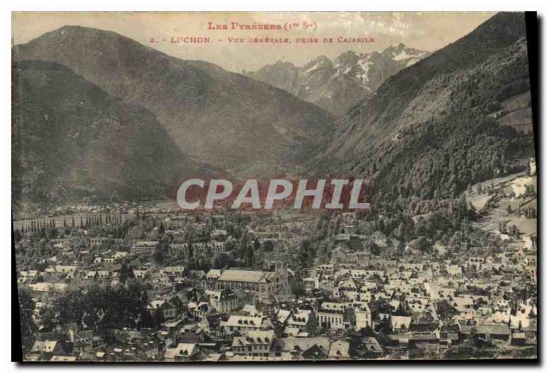 Old Postcard The Pyrenees Luchon General view taken Cazarile