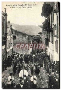 Old Postcard Fuenterrabia El Clero las del Viernes Santo Procession Autoridades