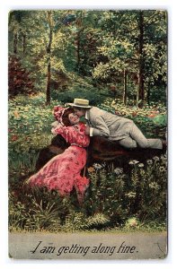 I Am Getting Along Fine Romantic c1910 Postcard