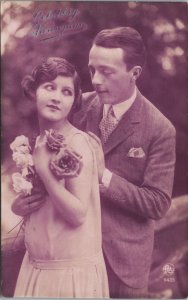 Victorian Romantic Couple Glamour Vintage RPPC C159