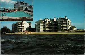 Yacht Port Beach Lake Erie Dual View Swimming Pool Postcard VTG UNP Vintage  