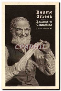 Postcard Old Advertisement Omega Baume against sprains and bruises