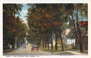 Fell Avenue Cars Normal Illinois 1920s postcard