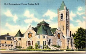 Vintage New Hampshire Postcard - Nashua - First Congregational Church