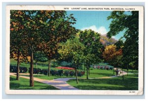 Vintage Lovers Lane Washington Park Waukegan Illinois Postcard P191E