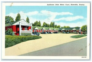 1955 Sunflower State Motor Court Classic Cars Hiawatha Kansas Vintage Postcard