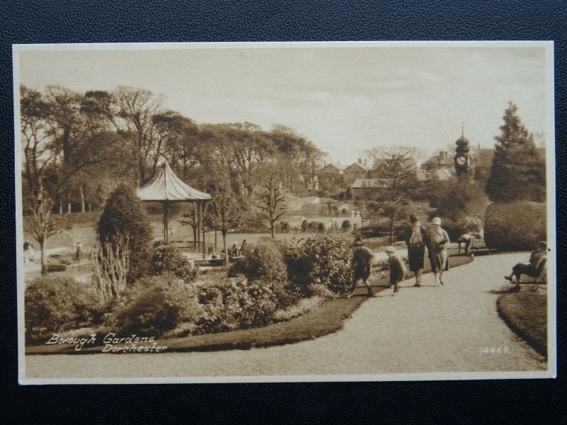 Dorset DORCHESTER Borough Gardens showing Bandstand c1930's Postcard by L. Lock