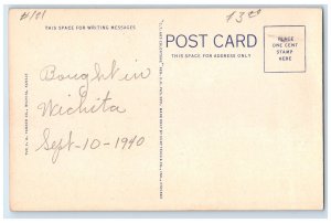c1940's East High School Exterior Wichita Kansas KS Unposted Flowers Postcard