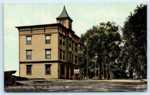 SKOWHEGAN, Maine ME ~ Elm Street SOMERSET HOSPITAL c1910s  Postcard