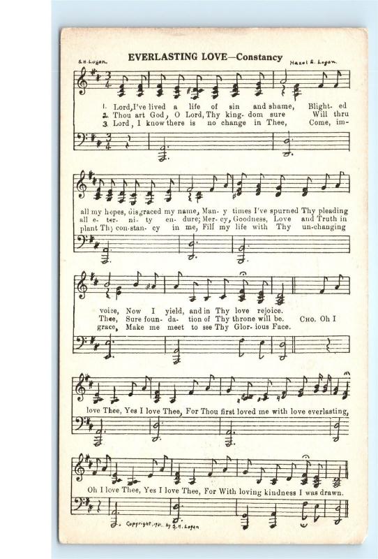 Vintage Religious Musical Postcard Everlasting Love Constancy Lord's Prayer C16