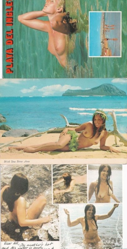 Honolulu Playa Les Ingles Beach Risque 3x Postcard s