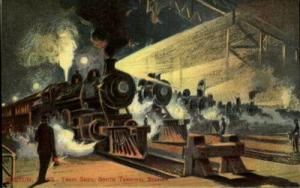 Boston MA Train Shed South Terminal Station Moonlight c19...