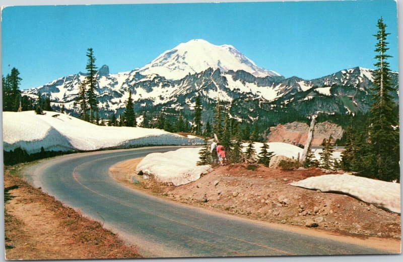 postcard WA -Mt. Rainier  view from Chinook Pass