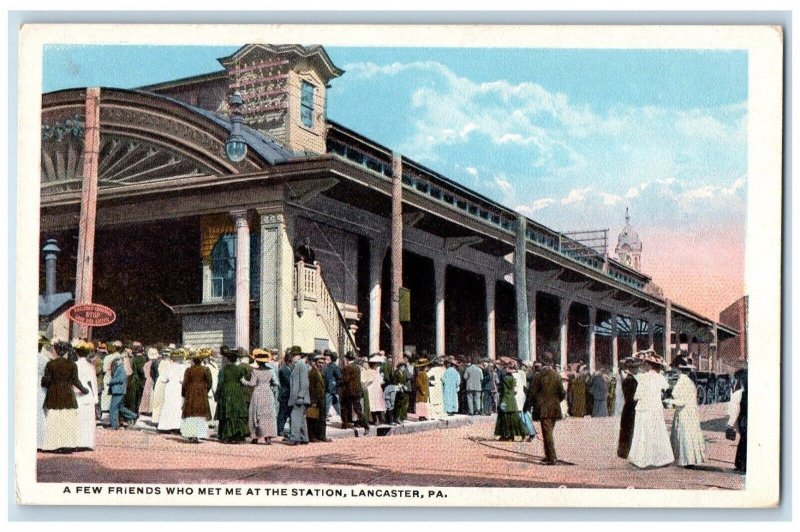 c1930's Lancaster PA, A Few Friends Met Me At The Train Station Depot Postcard