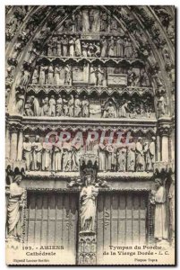 Old Postcard Amiens Cathedral Tympanum of the porch of the Virgin gilded