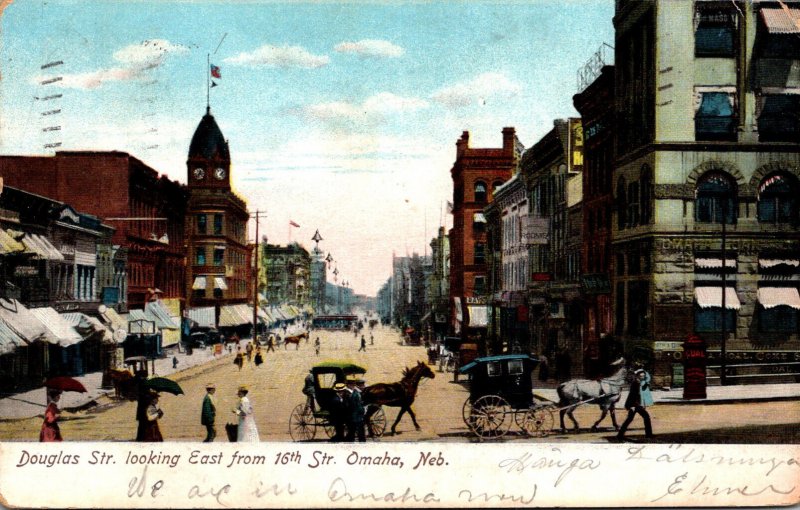 Nebraska Omaha Douglas Street Looking East From 16th Street 1907